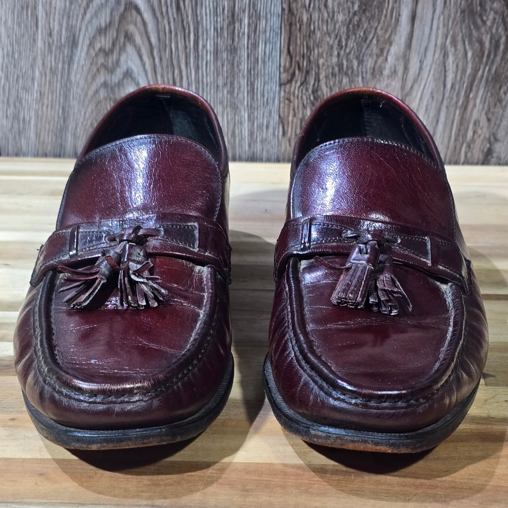 Florsheim‎ Men's Tassel Loafers 10 D Burgundy Oxblood Leather Dress Shoe